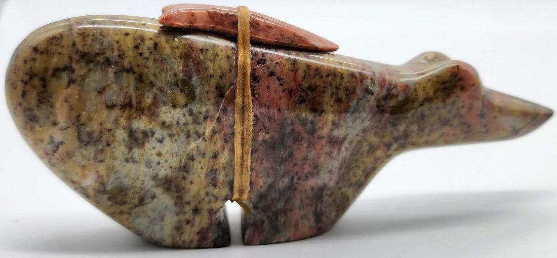 Native Zuni Carved Stone Bear Sculpture Fetish Signed HM 5.57 Inches Long (1 of 2)