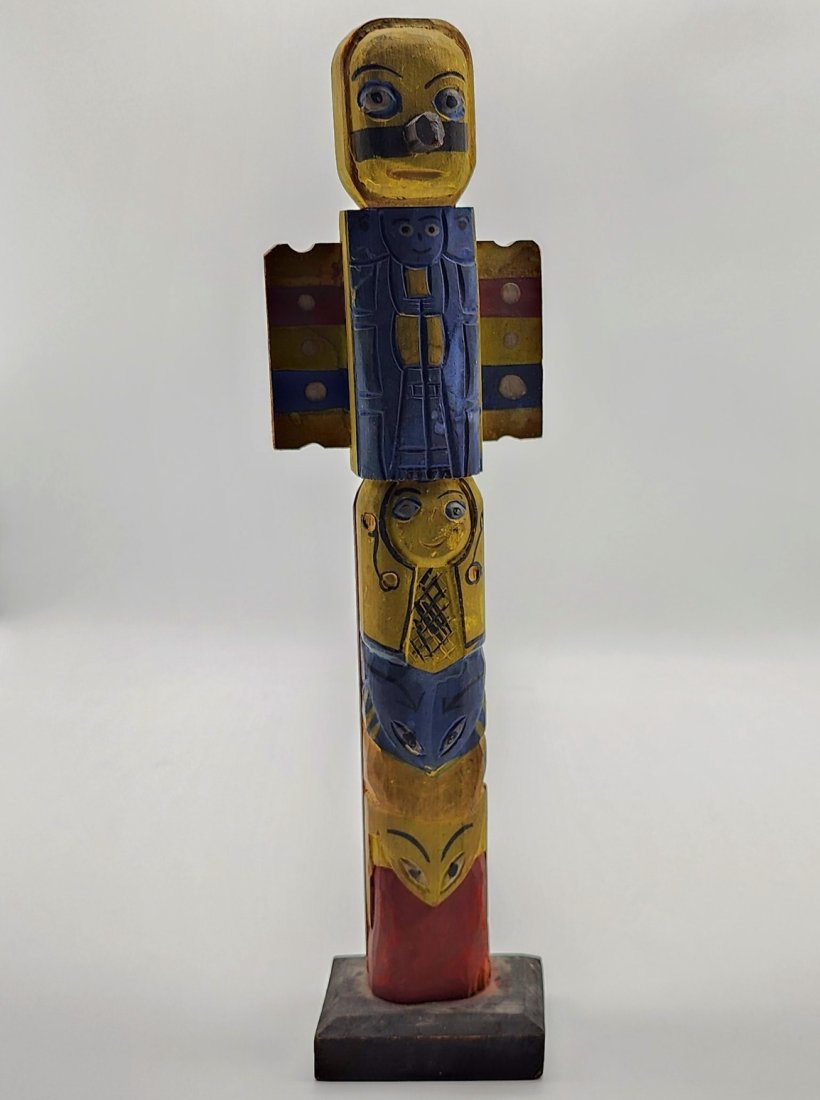 Mid Century Carved Wood Haida Totem Pole 12.75 Inches High (1 of 2)