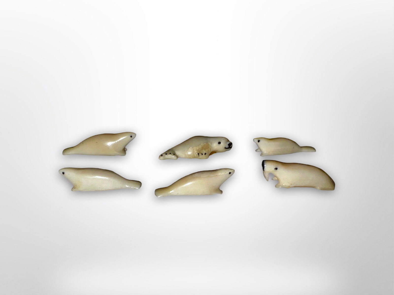 Six Inuit Carved Musk Ox Horn Fetishes (1 of 3)