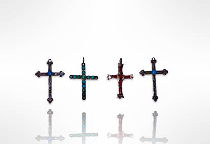 4 Mid Century Native Sterling Silver Crosses (1 of 3)