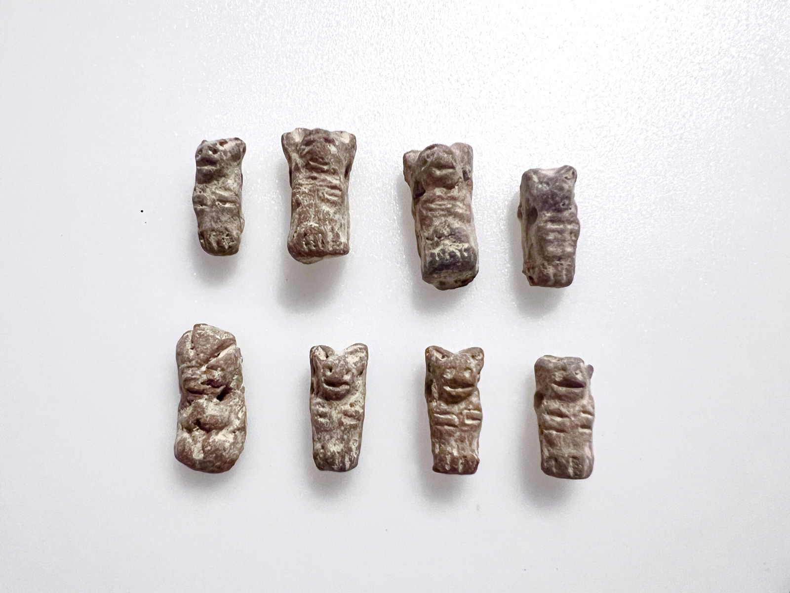 8 Carved Stone Taino God Effigy Beads (1 of 3)