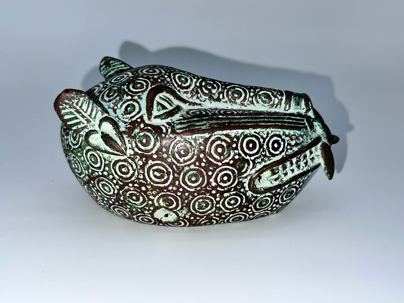 African Benin Bronze Leopard Head (1 of 6)