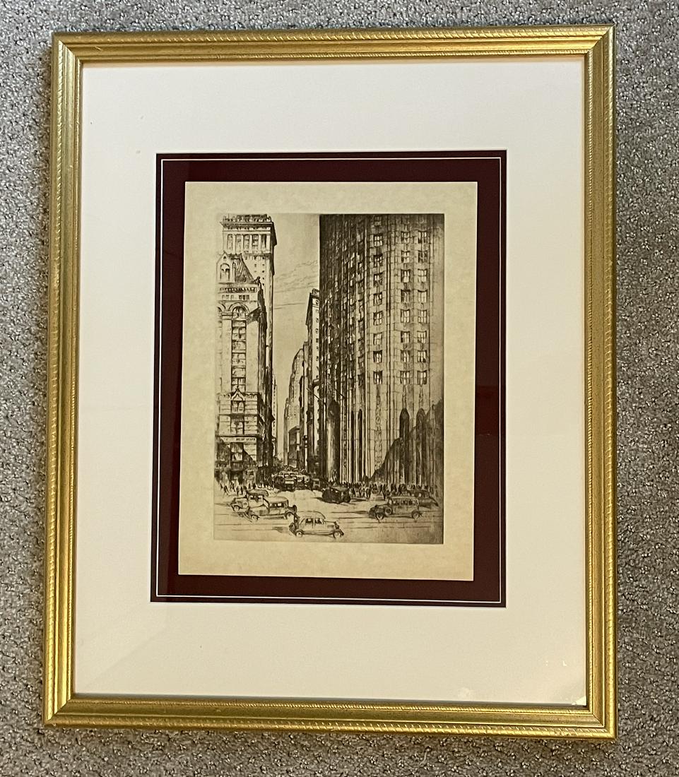 ANTON SCHUTZ LITHO ETCHING NEW YORK CITY NYC WALL (1 of 3)
