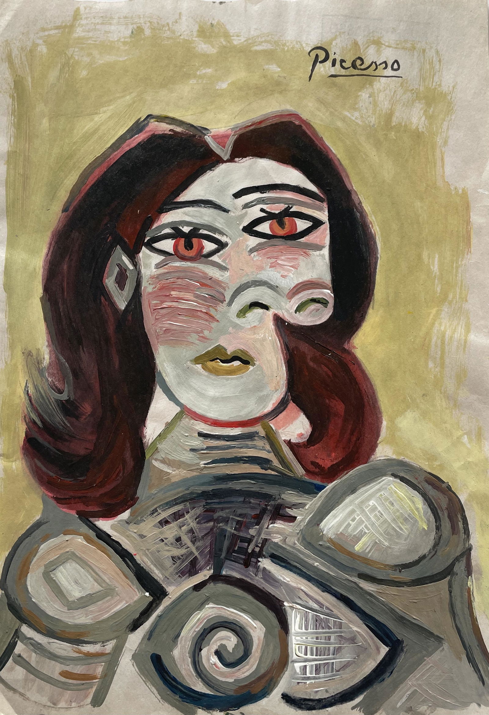 Signed Pablo Picasso Mixed Media on Paper (1 of 3)