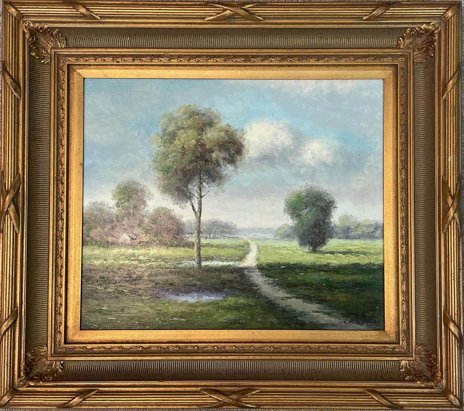 Vintage Mid-Century L. Stepano Oil on Canvas Landscape Painting (1 of 5)