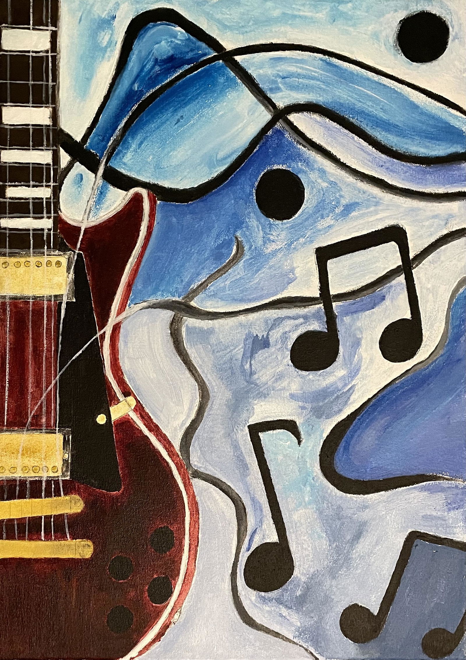 Original abstract guitar painting oil on canvas (1 of 2)