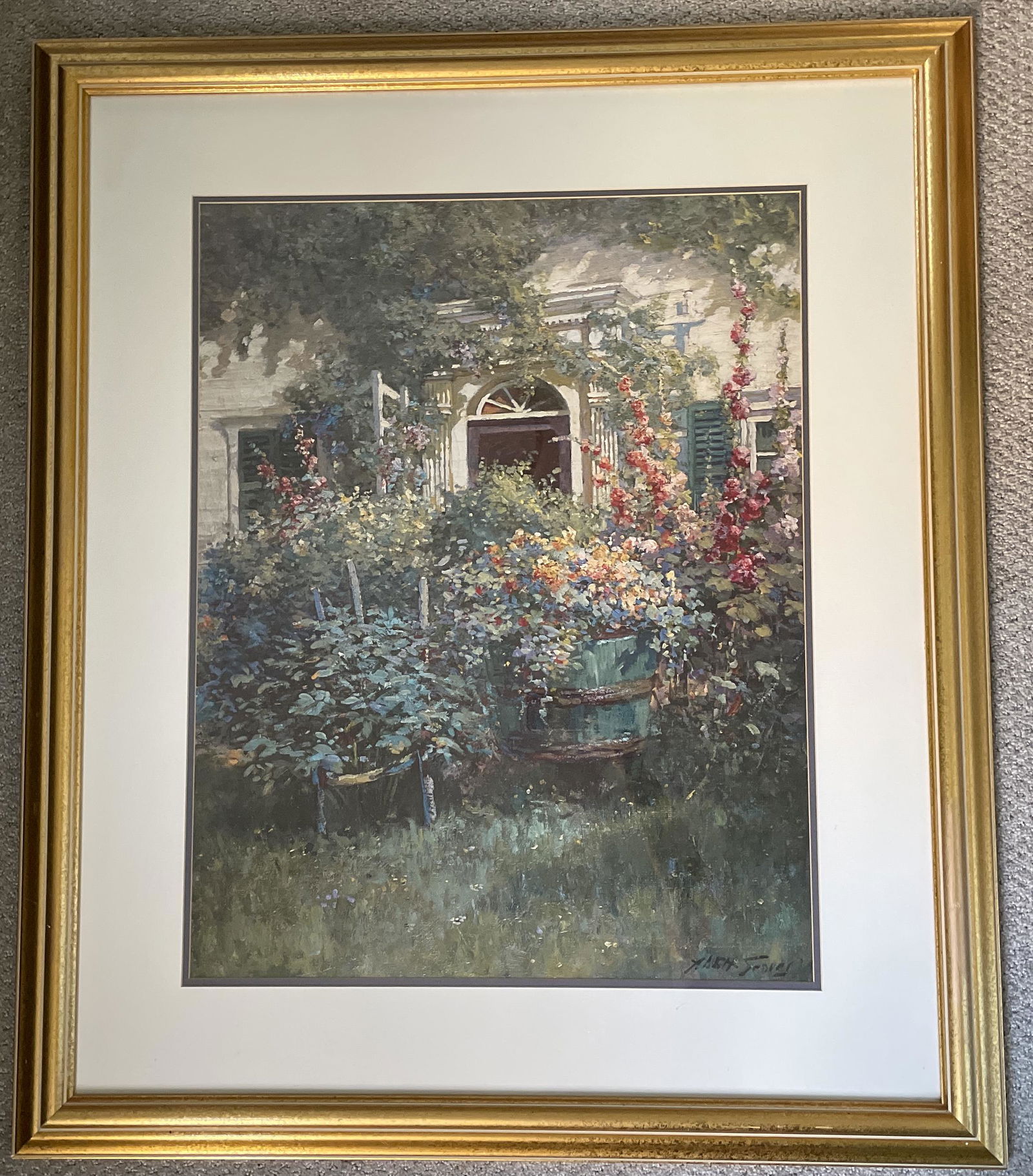 "Kennebunkport Doorway" By Abbott Fuller Graves: Museum quality Art Lithograph Print "Kennebunkport Doorway" by Abbott Fuller Grave Framed Aprox 40 X 31
