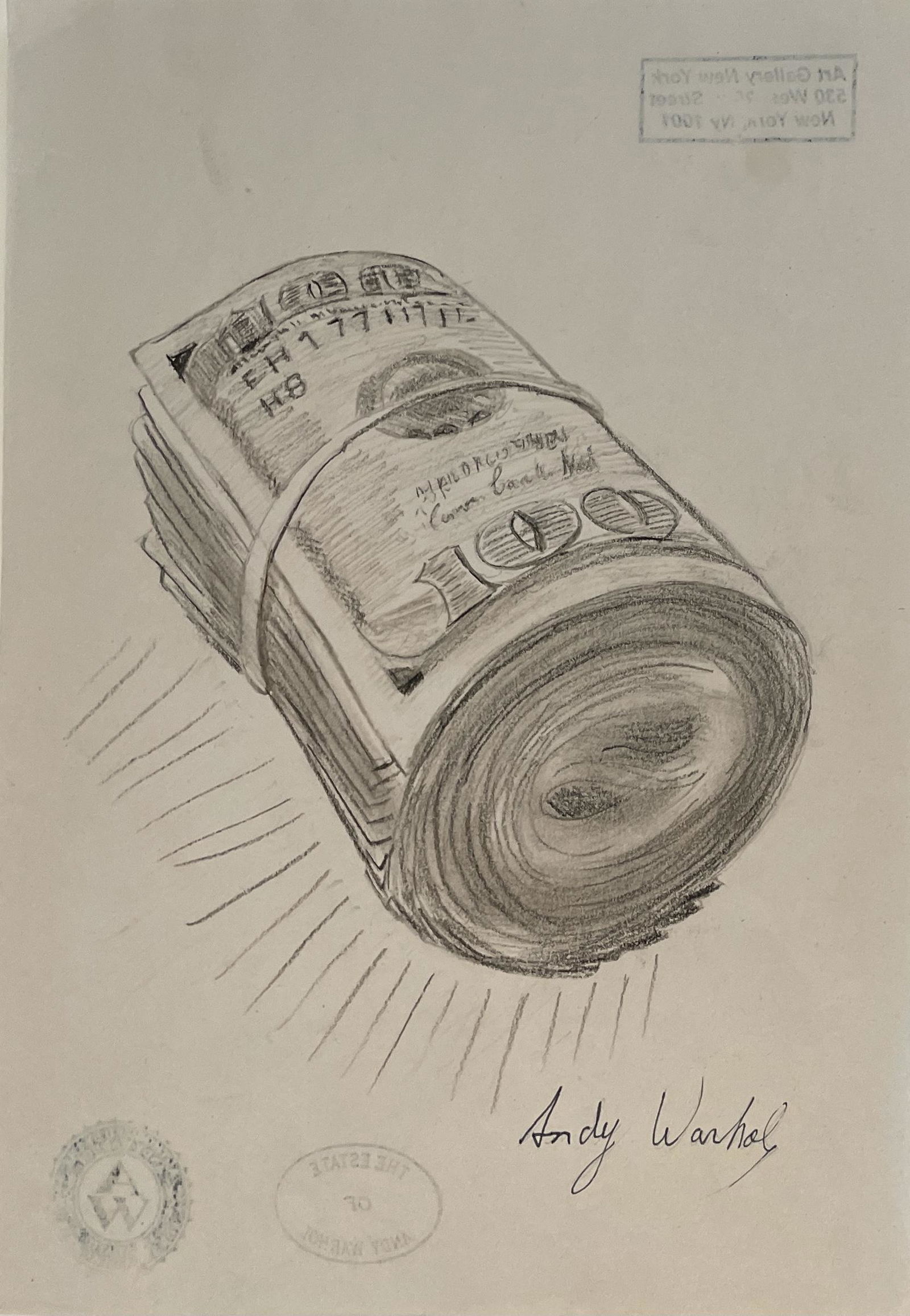 Signed Andy Warhol Mixed Media on Paper (1 of 3)