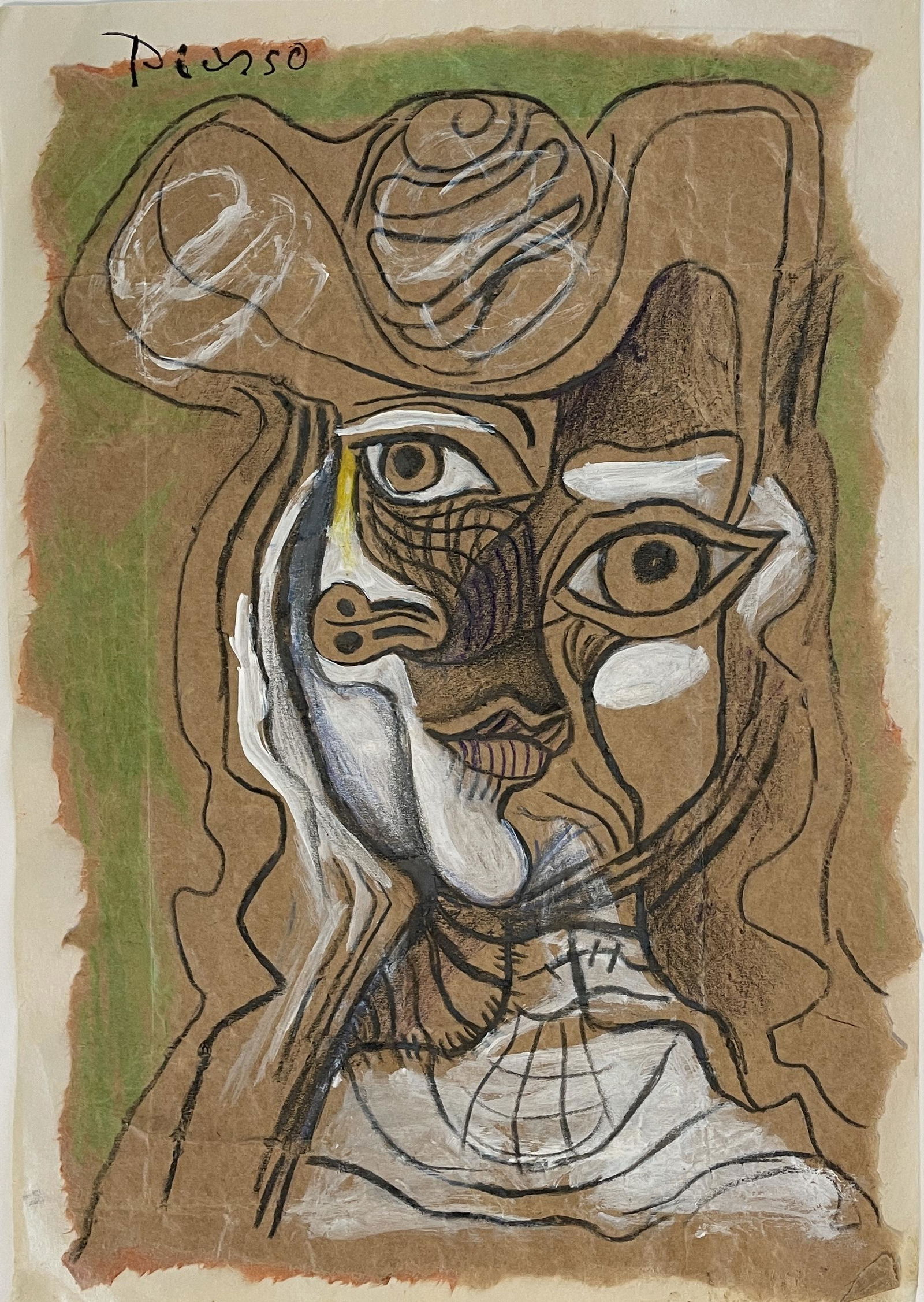 Signed Pablo Picasso Mixed Media on Paper (1 of 3)