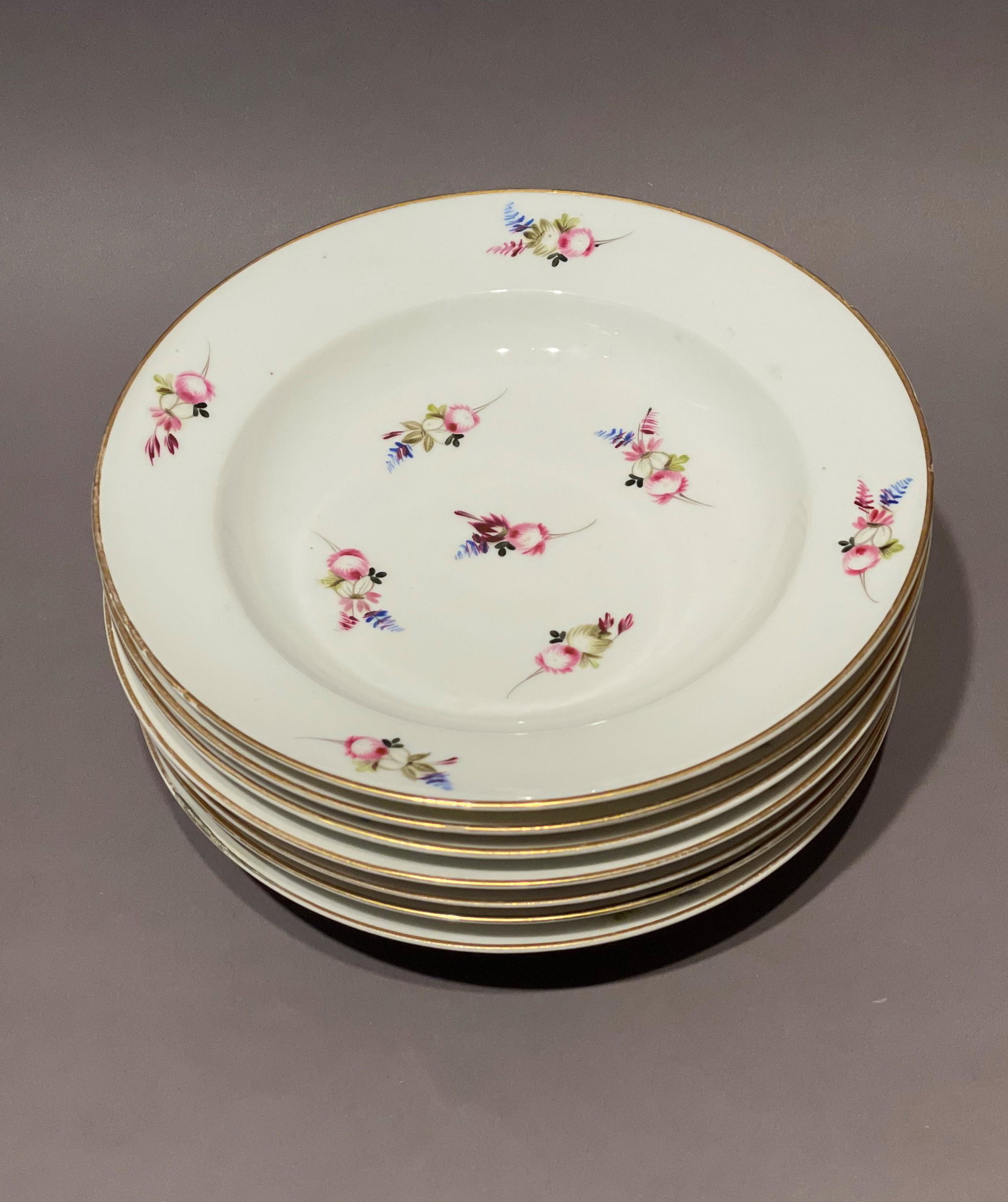 Set of 7 French Soft Paste Porcelain Rim Soup Dishes (1 of 6)