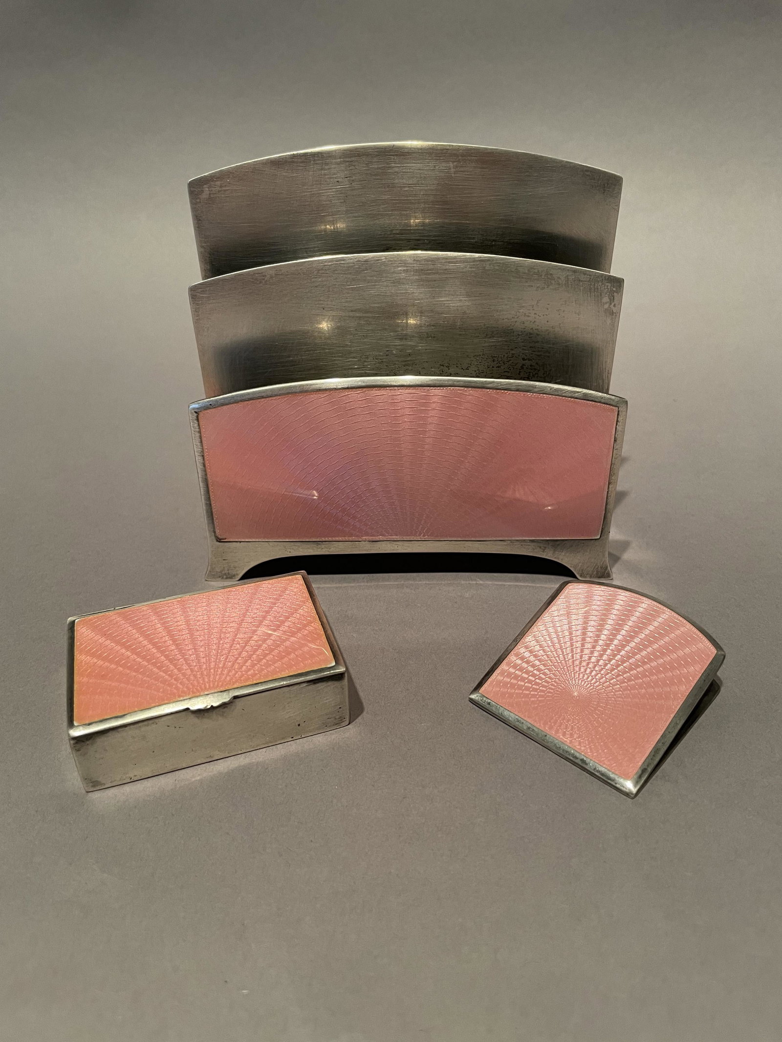 Sterling Silver and Pink Enamel Desk Set (1 of 12)
