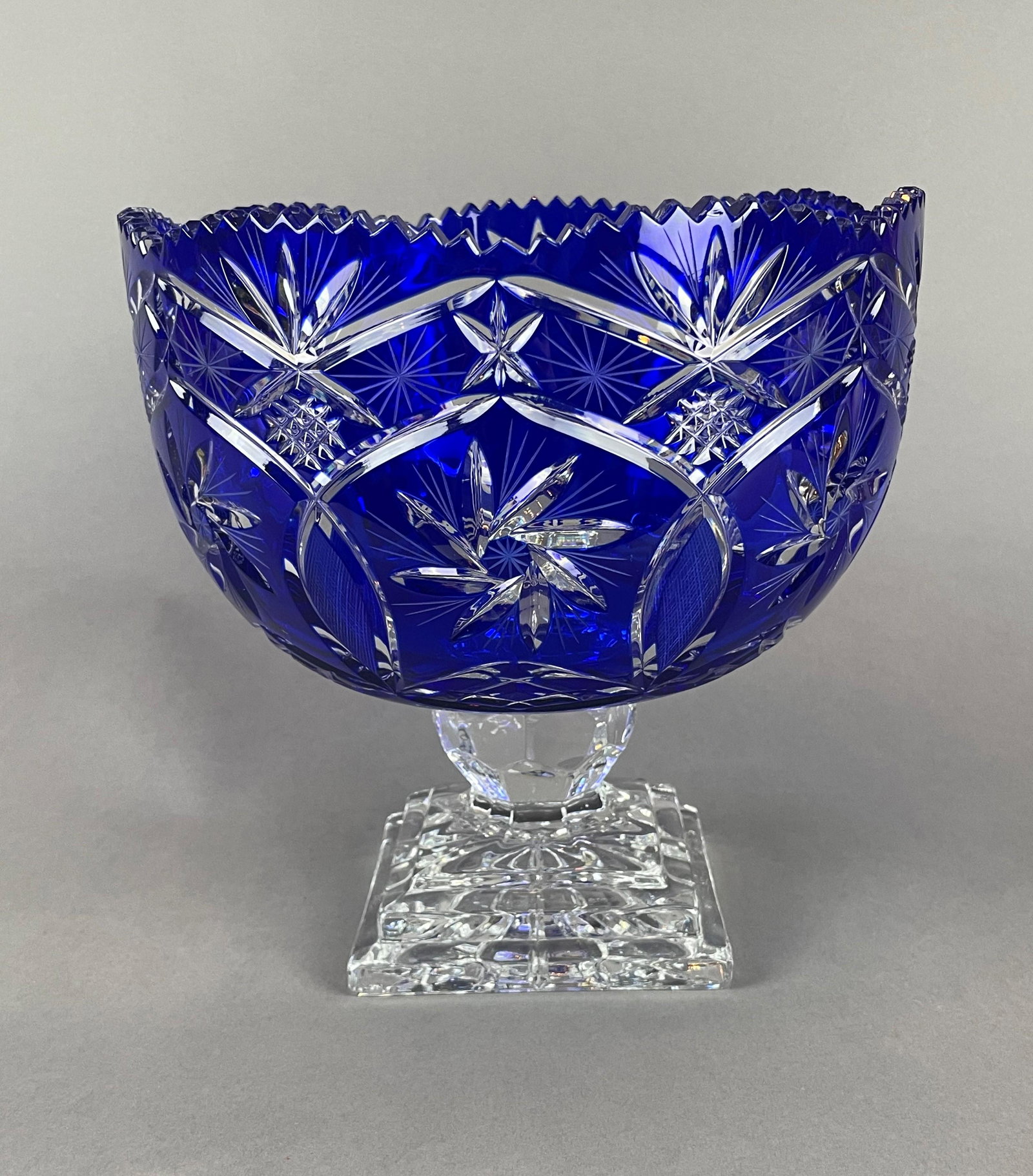 Bohemian Polish Cobalt Cut 2 Clear Crystal Compote (1 of 9)