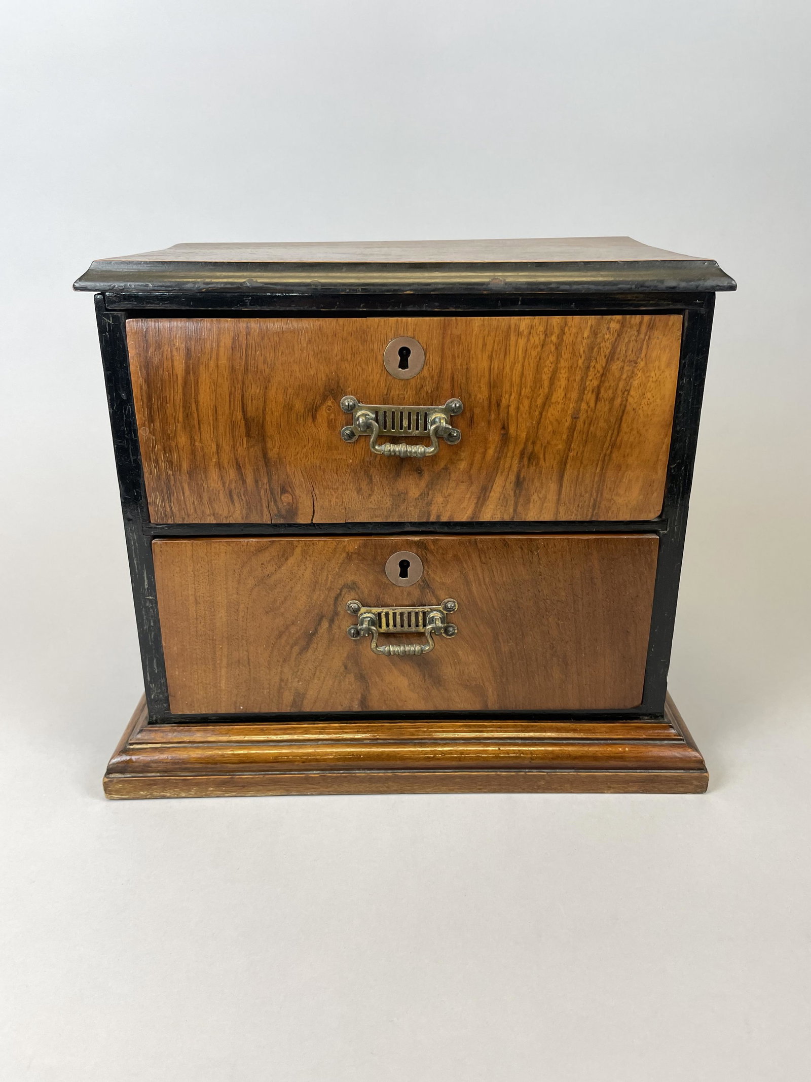 Miniature Antique Early 19thc Two-Drawer Wood Chest (1 of 8)