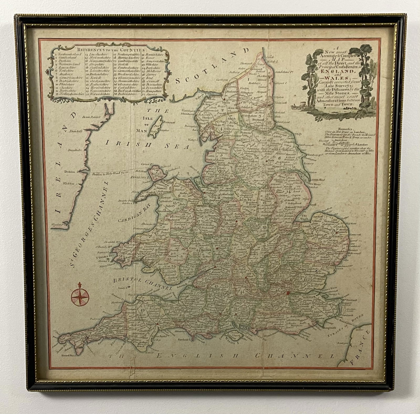 18th c. Print England and Wales Road Map by Condor (1 of 6)