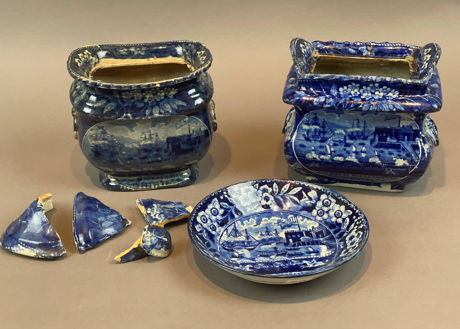 Group J&R Clews Blue Staffordshire Transferware (1 of 12)