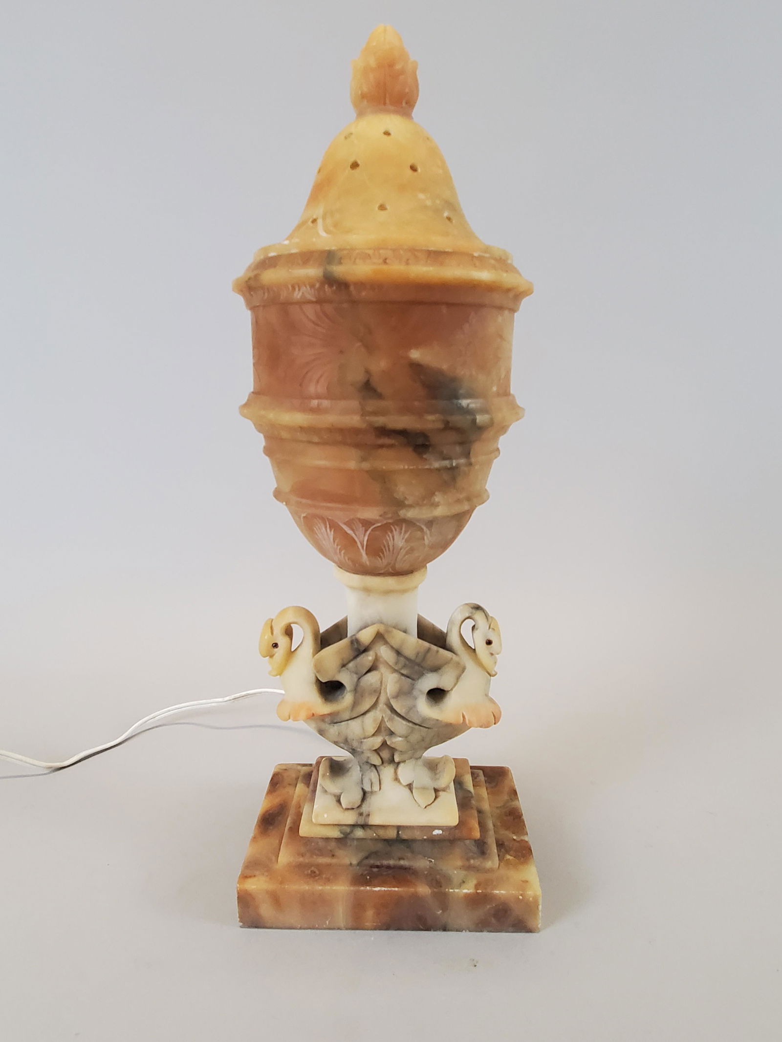 Art Deco Carved Alabaster Urn Form Lamp (1 of 9)