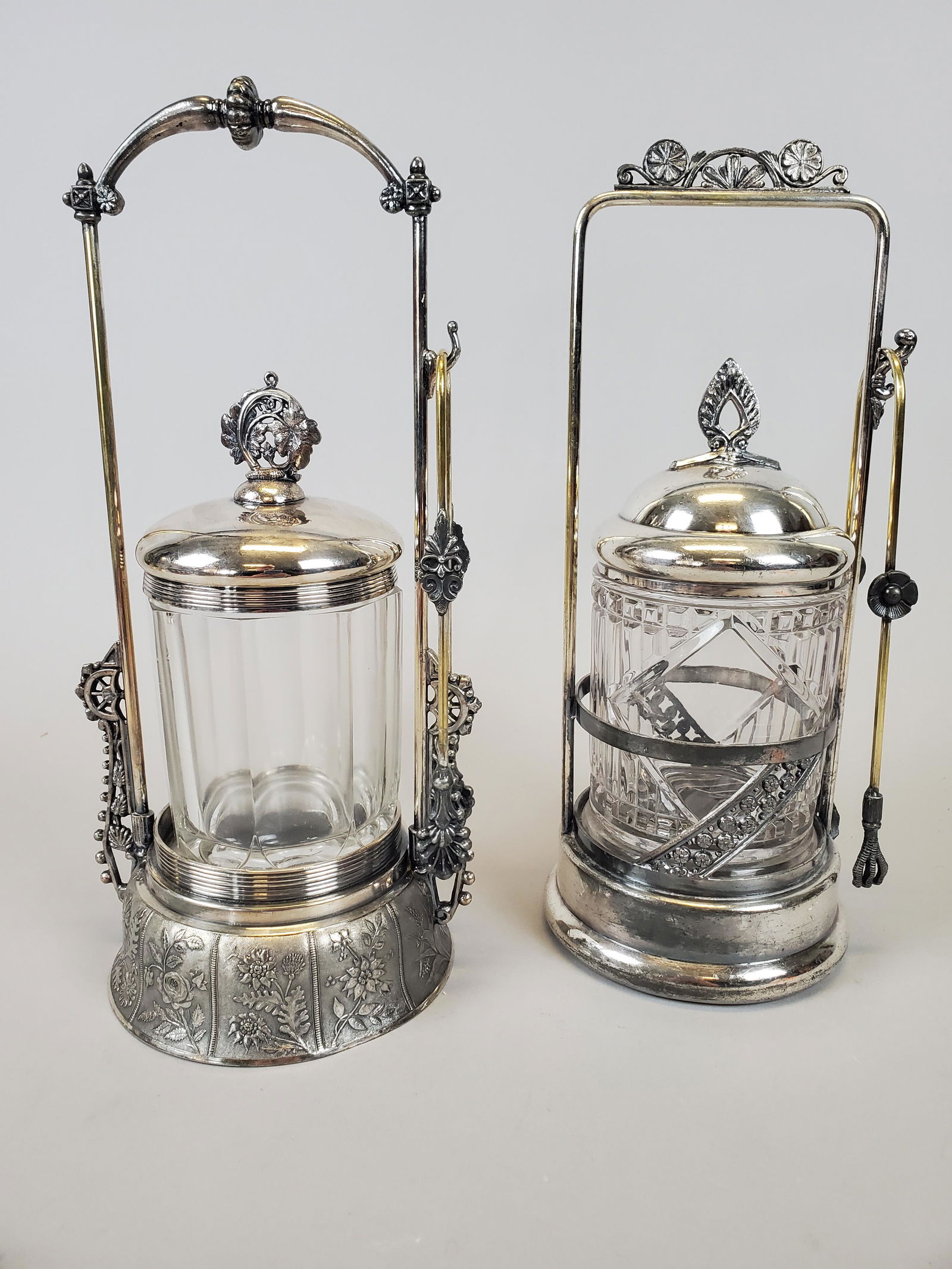 Two Antique 19thC Silver & Glass Pickle Castors (1 of 9)