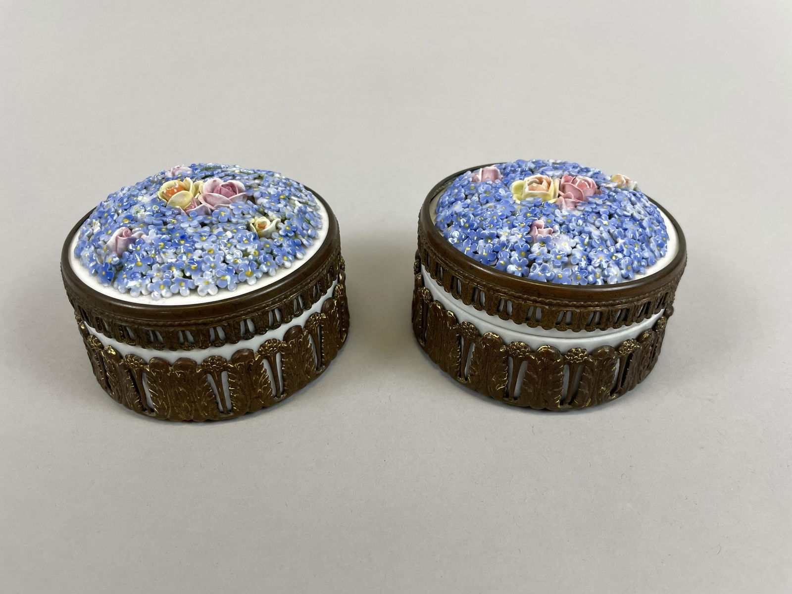 Pair Antique German Elfinware Dresden Porcelain Boxes (1 of 8)
