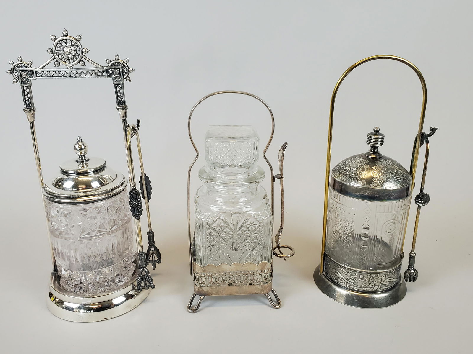 Lot of Three (3) Antique Silver Plate Pickle Castors (1 of 20)