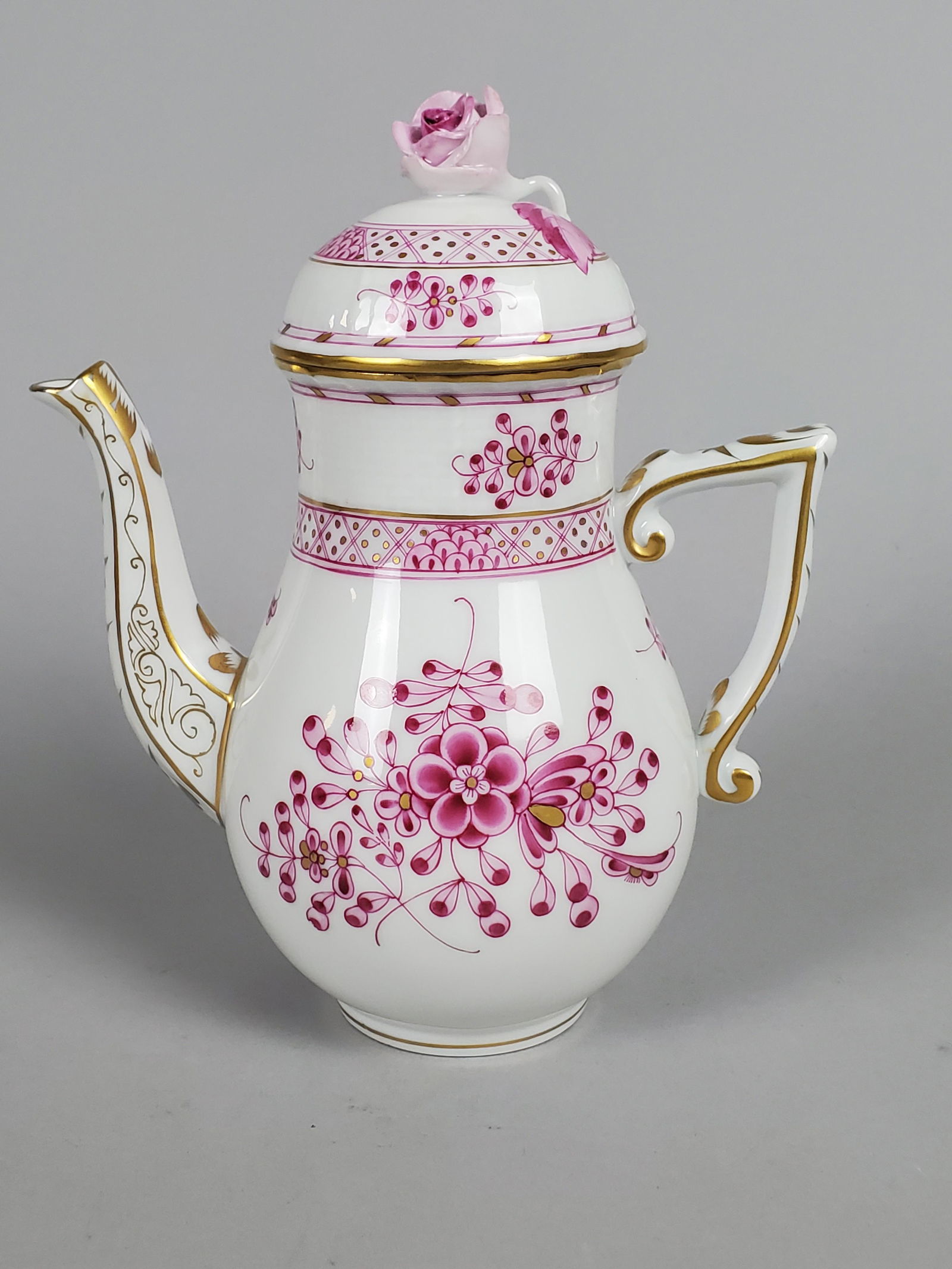 Small Herend Hungary Chinese Bouquet Pink Chocolate Pot (1 of 8)