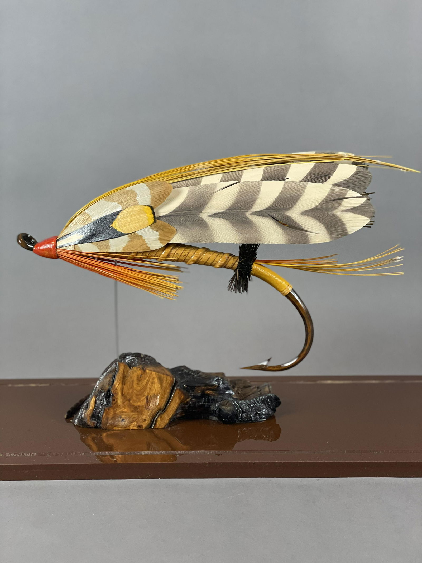 Large Carved Wooden Model of a Fly Fishing Lure (1 of 3)