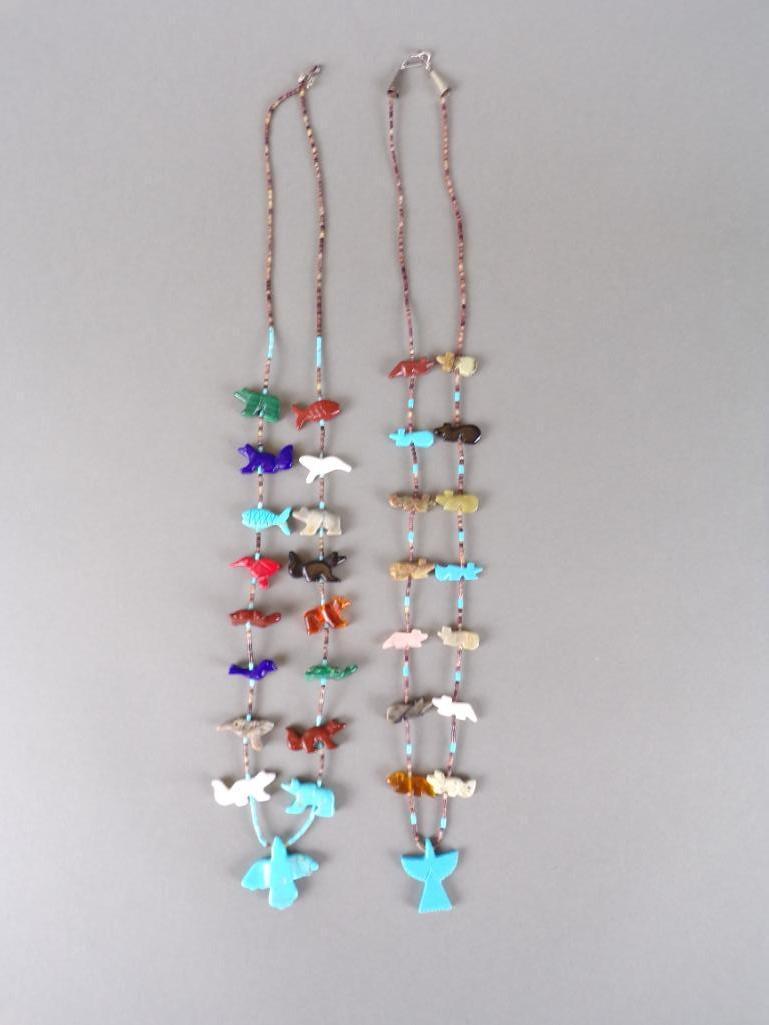 Pair Native American Zuni Animal Fetish Necklaces (1 of 3)
