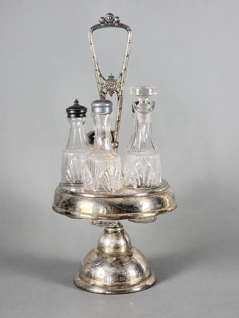 Antique Victorian Silver Plate Castor Cruet Set (1 of 3)