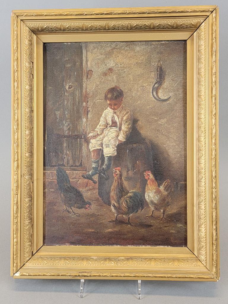 Bucolic Antique 19th C American Folk Art Painting (1 of 7)