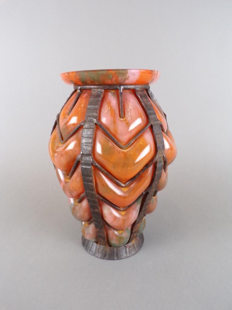 Louis Majorelle Caged Daum Glass Art Deco Vase (1 of 7)