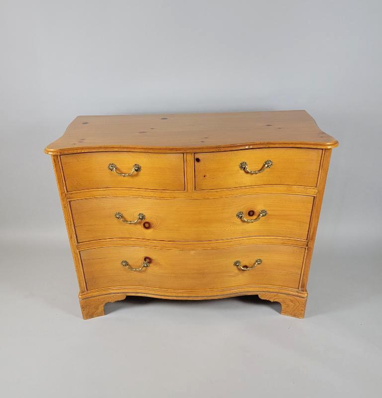 Baker Knotty Pine Serpentine-Front Chest of Drawers (1 of 6)