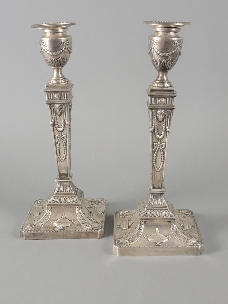 Pair Antique Ellis & Co. Weighted Sterling Candlesticks (1 of 7)