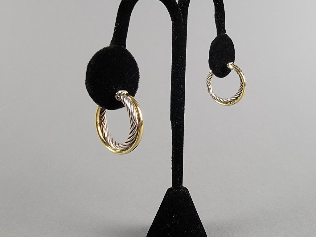 David Yurman Crossover Hoop Earrings, 18K & Sterling (1 of 6)