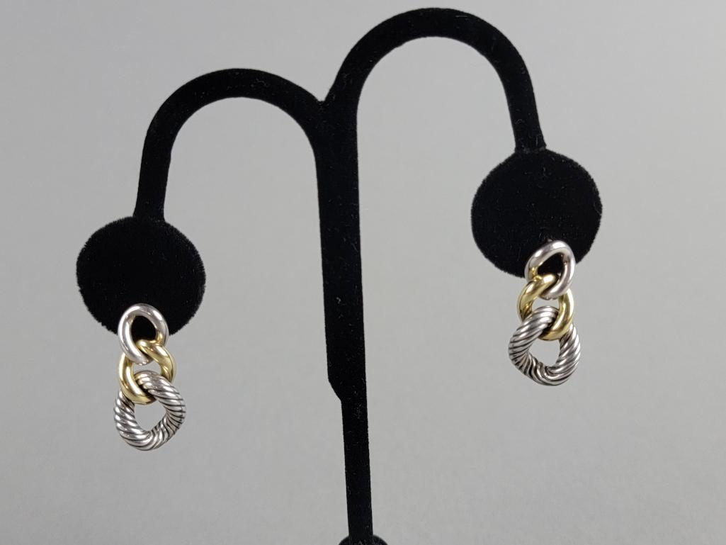 David Yurman Sterling & 18K Chain Link Earrings (1 of 3)
