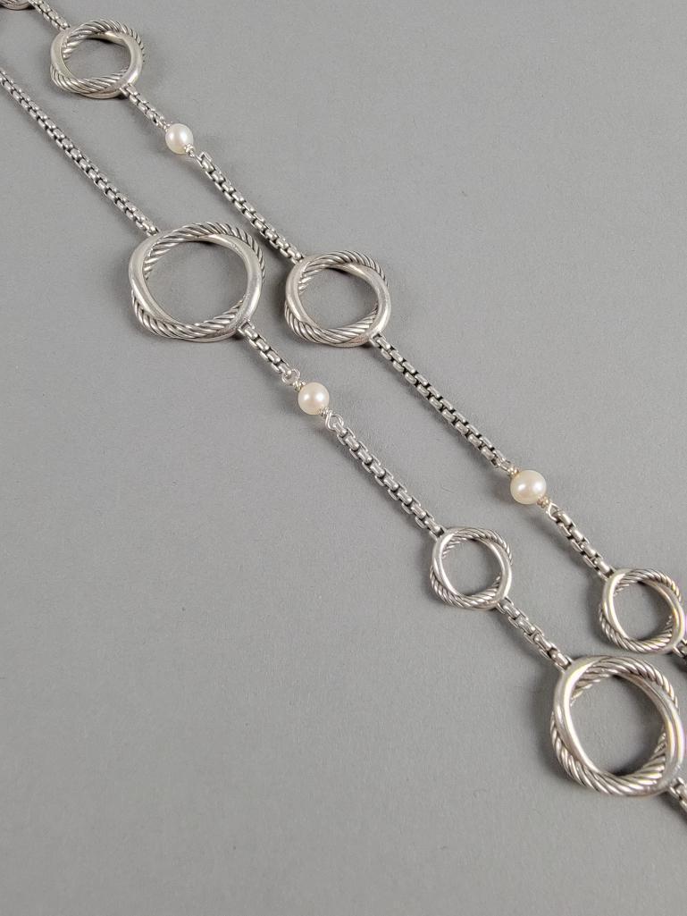 David Yurman Sterling & Pearl Infinity Station Necklace (1 of 9)