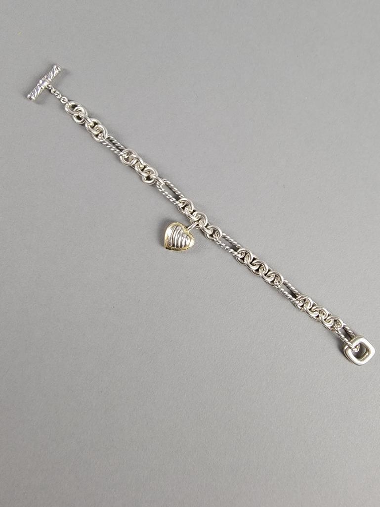 David Yurman Sterling & 18K Heart Charm Bracelet (1 of 6)
