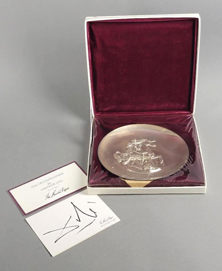 Salvador Dali Sterling Silver Unicorn Collectible Plate (1 of 3)