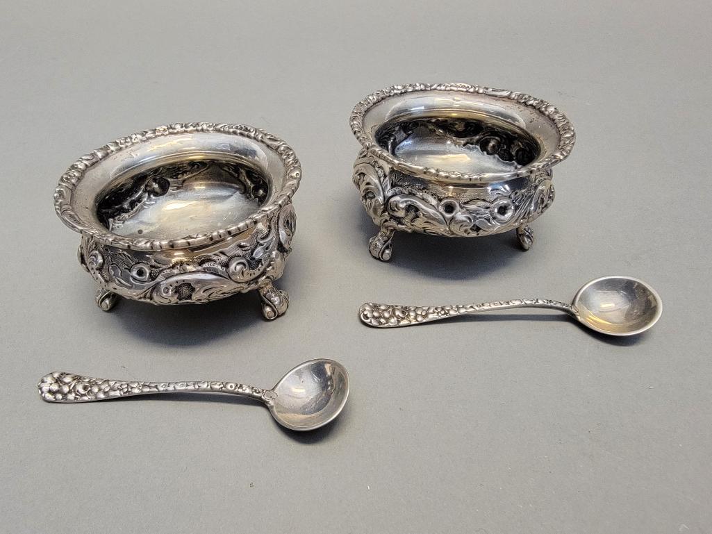 Pair of Antique Sterling Silver Master Salts (1 of 5)