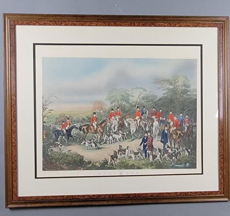 "The Bury Hunt" 19th C Hunt Print, Framed (1 of 7)