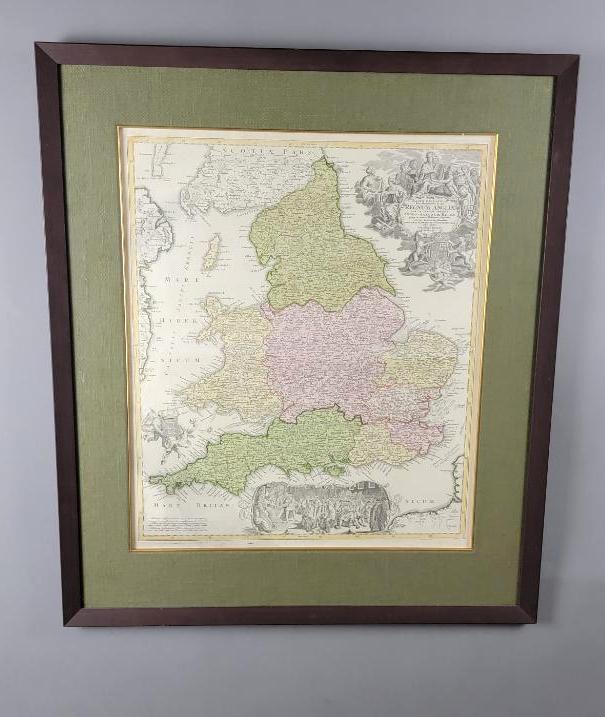 Antique 18th C Map, England, Johann Baptist Homann (1 of 10)