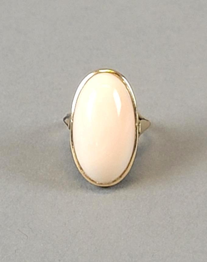 14K & Angel Skin Coral Cocktail Ring (1 of 4)