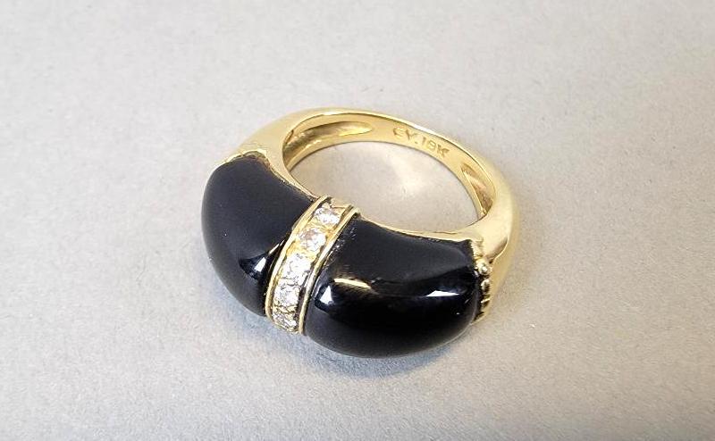 18k Yellow Gold, Onyx, and Diamond Ring (1 of 5)