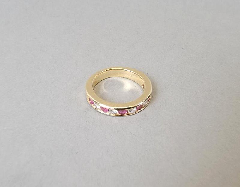 14k Yellow Gold, Ruby and Diamond Eternity Band Ring (1 of 5)