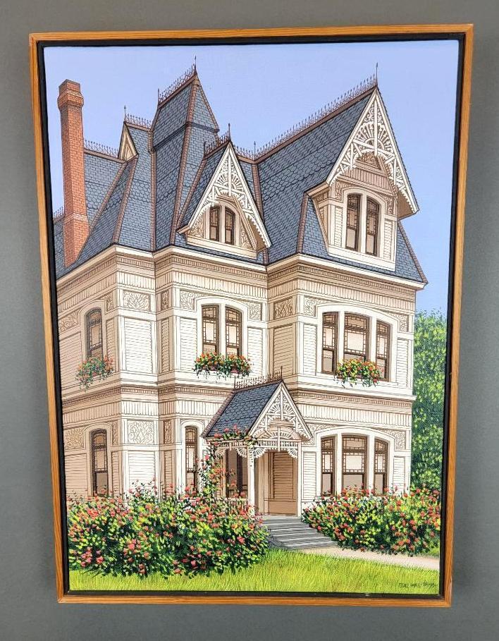 Victorian Home, Orig Signed Painting by Sue Wall, Acrylic on Canvas (1 of 8)