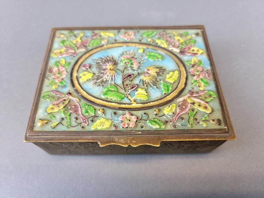 Antique Chinese Brass and Enameled Trinket Box (1 of 7)