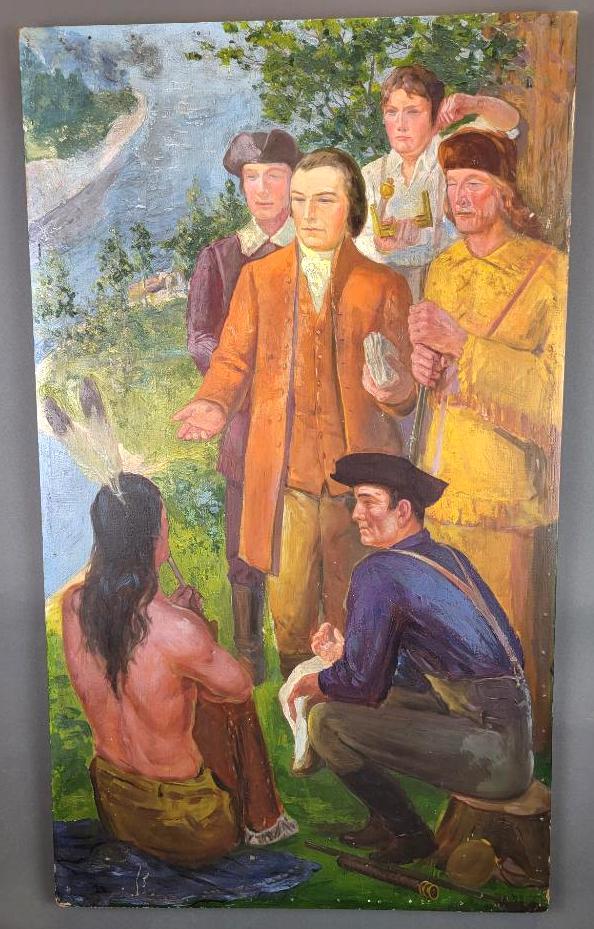 VTG WPA Era Mural Study Painting, Native American Indian #01 (1 of 7)