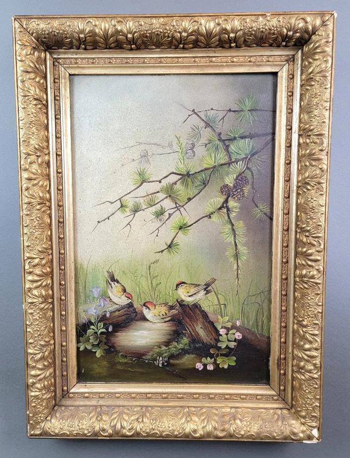 Antique 19th C. Charming Victorian Painting of Birds (1 of 9)