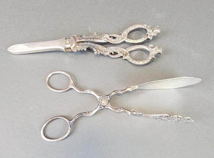 Group of Antique Silver Items, 830 Tongs / Plated Grape Shears (1 of 8)