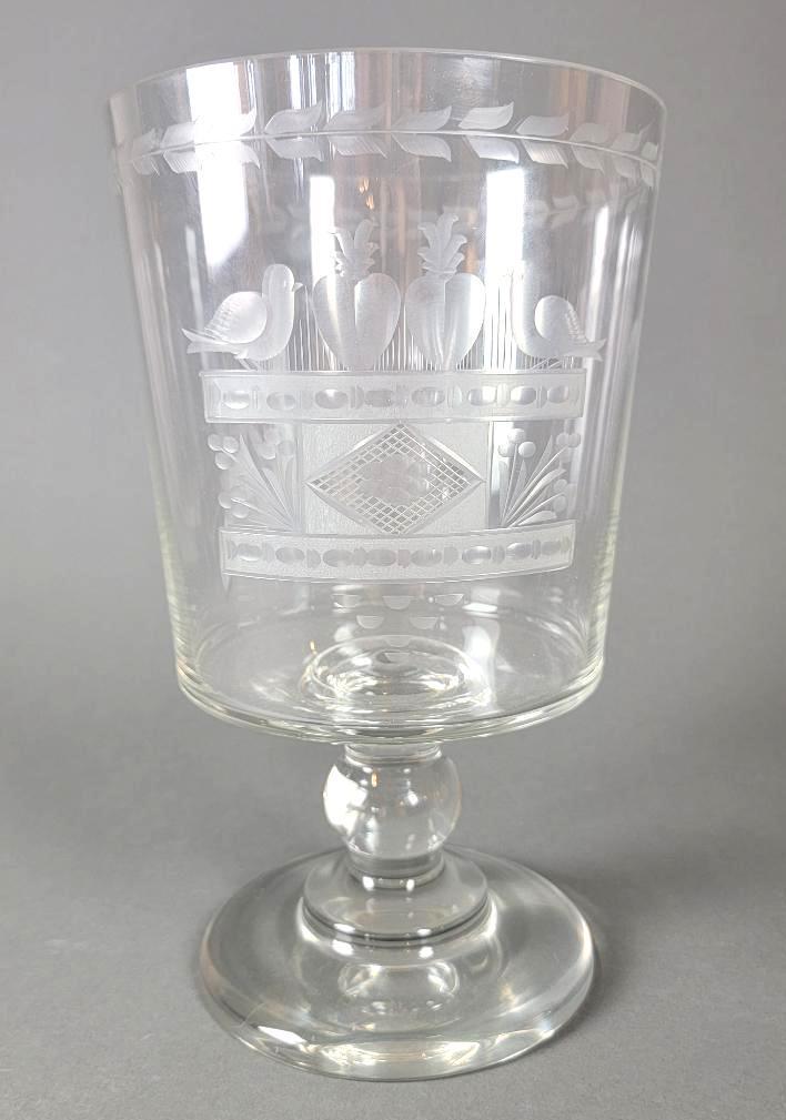 Antique VTG Etched Crystal Footed Cylinder Vase (1 of 5)