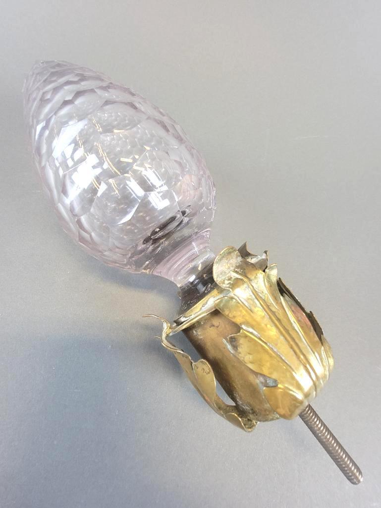 Antique 19th C. Brass & Faceted Glass Newel Post Finial (1 of 5)