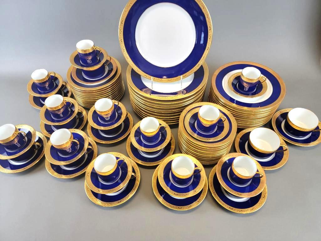 Limoges Raynaud Conde China Dinner / Tea Service Set, Cobalt & Gold (1 of 4)